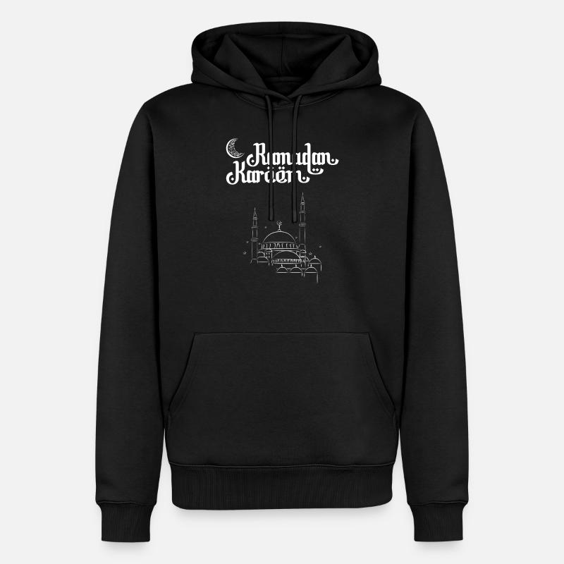 Ramadan Moubarak Mosquée Blanche - Sweat à capuche Premium bio Homme - noir
