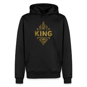 "Royal Crown: Königsdesign für die Mächtigsten - Männer Premium Bio Hoodie - Schwarz - Vorne - Nico (187cm)