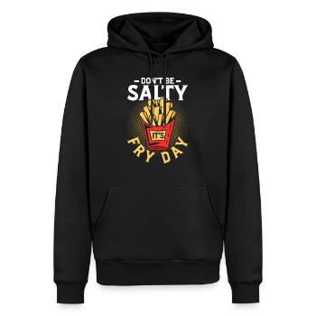 Plaisir de la journée de frites : laissez le sel pour les frites - Sweat à capuche Premium bio Homme - noir - Devant - Nico (187cm)