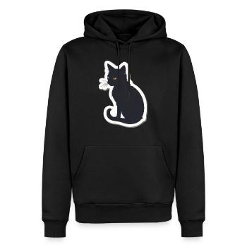 Silhouette de chat - Sweat à capuche Premium bio Homme - noir - Devant - Nico (187cm)
