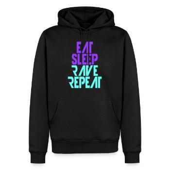 Manger dormir rave répéter nourriture sommeil corbeau disant - Sweat à capuche Premium bio Homme - noir - Devant - Nico (187cm)