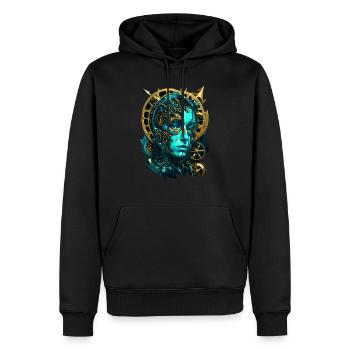Mechanische Frau - Männer Premium Bio Hoodie - Schwarz - Vorne - Nico (187cm)