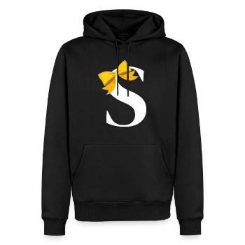 Lettre s nœud jaune - Sweat à capuche Premium bio Homme - noir - Devant - Nico (187cm)