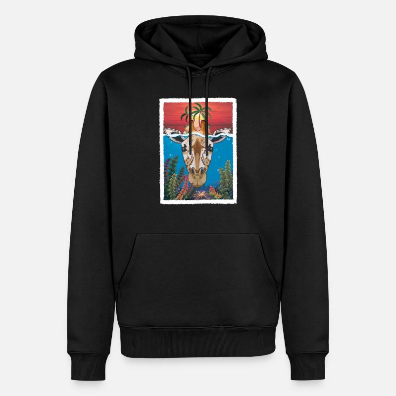 Giraffe unter Wasser 2 - Männer Premium Bio Hoodie - Schwarz