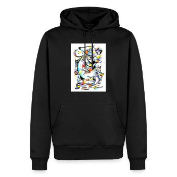 Cat lovers ink brush - Men’s Premium Organic Hoodie - black - Front - Nico (187cm)
