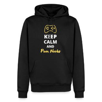 Keep Calm und Pwn Noob - Dominiere das Spiel - Männer Premium Bio Hoodie - Schwarz - Vorne - Nico (187cm)