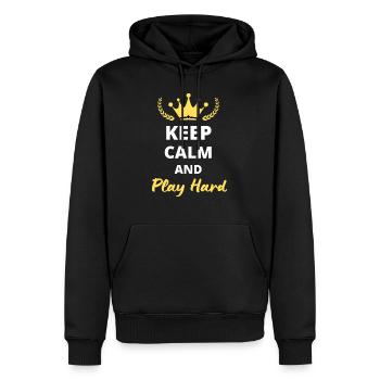 T-shirt “Keep Calm and Play Hard” - Pour les actif - Sweat à capuche Premium bio Homme - noir - Devant - Nico (187cm)