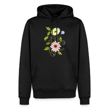 Blumen - Männer Premium Bio Hoodie - Schwarz - Vorne - Nico (187cm)