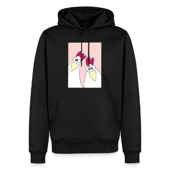 lustige huehner pink - Männer Premium Bio Hoodie - Schwarz - Vorne - Nico (187cm)