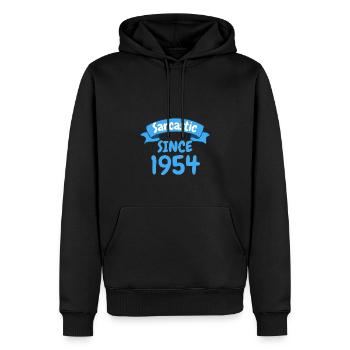 69 ans cadeau d’anniversaire sarcastique depuis 1954 - Sweat à capuche Premium bio Homme - noir - Devant - Nico (187cm)