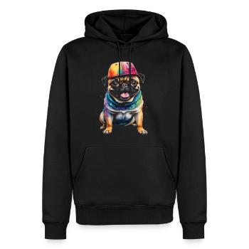 Carlin Snapback Cap Chien Coloré Drôle Design Imprimer - Sweat à capuche Premium bio Homme - noir - Devant - Nico (187cm)