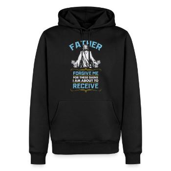 Père pardonne-moi pour ces Gains Gym Workout Gift - Sweat à capuche Premium bio Homme - noir - Devant - Nico (187cm)