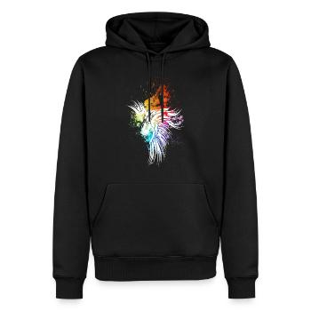 Rabe Regenbogen-Kleckse weiß - Männer Premium Bio Hoodie - Schwarz - Vorne - Nico (187cm)