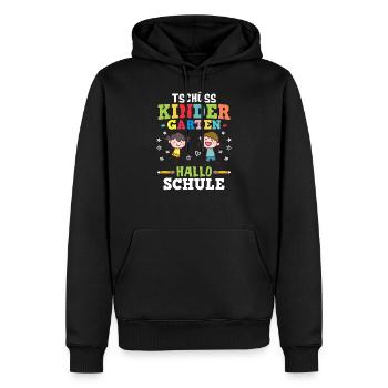 Tschüss Kindergarten Hallo Schule - Einschulung - Männer Premium Bio Hoodie - Schwarz - Vorne - Nico (187cm)