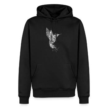 Großer Kolibri in weiß - Männer Premium Bio Hoodie - Schwarz - Vorne - Nico (187cm)