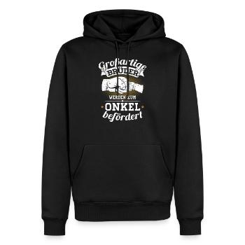 Les grands frères sont promus oncle - Sweat à capuche Premium bio Homme - noir - Devant - Nico (187cm)