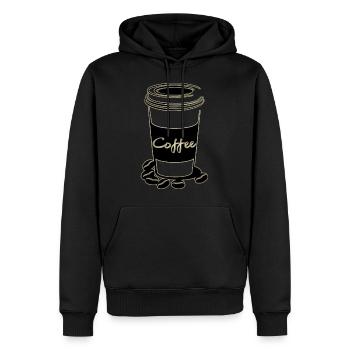 Coffee, Kaffee- - Männer Premium Bio Hoodie - Schwarz - Vorne - Nico (187cm)