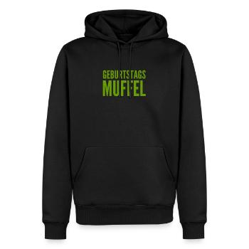 juste plus d’anniversaire - Sweat à capuche Premium bio Homme - noir - Devant - Nico (187cm)