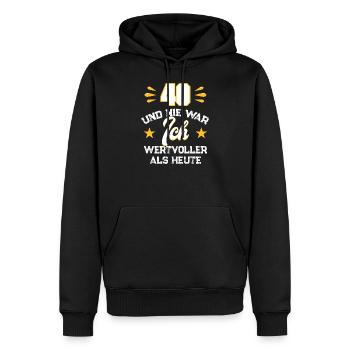 spruch zum 40. Geburtstag Geschenk zum 40. - Männer Premium Bio Hoodie - Schwarz - Vorne - Nico (187cm)