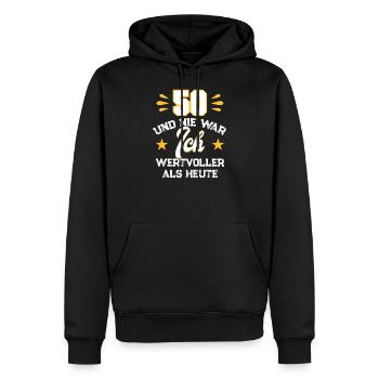 spruch zum 50. Geburtstag Geschenk zum 50. - Männer Premium Bio Hoodie - Schwarz - Vorne - Nico (187cm)