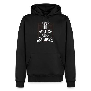 60ème anniversaire - Sweat à capuche Premium bio Homme - noir - Devant - Nico (187cm)