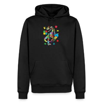 T Rex Dinosaurier-Autismus-Bewusstseins-Puzzleteil - Männer Premium Bio Hoodie - Schwarz - Vorne - Nico (187cm)