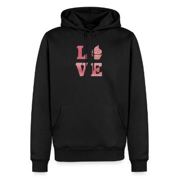 Faire cuire l'amour - Sweat à capuche Premium bio Homme - noir - Devant - Nico (187cm)