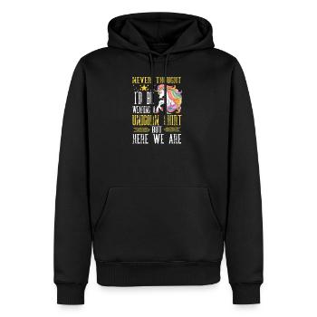 Never Thought I d Be Wearing A Unicorn Shirt But H - Männer Premium Bio Hoodie - Schwarz - Vorne - Nico (187cm)