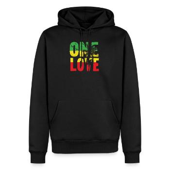 Un amour jamaïcain t-shirt - Sweat à capuche Premium bio Homme - noir - Devant - Nico (187cm)