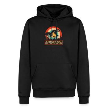 Paternité comme une promenade dans le parc Vintage père - Sweat à capuche Premium bio Homme - noir - Devant - Nico (187cm)