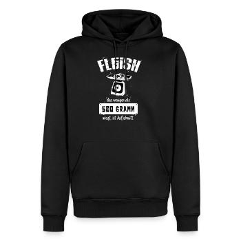 Fleisch, das weniger als 500g wiegt ist Aufschnitt - Männer Premium Bio Hoodie - Schwarz - Vorne - Nico (187cm)