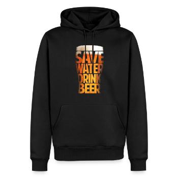 BEER - Männer Premium Bio Hoodie - Schwarz - Vorne - Nico (187cm)
