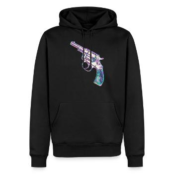 Bunter Revolver - Männer Premium Bio Hoodie - Schwarz - Vorne - Nico (187cm)