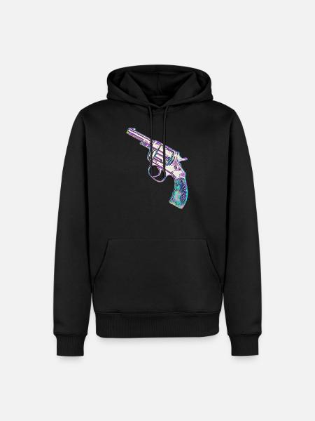 Bunter Revolver - Männer Premium Bio Hoodie - Schwarz