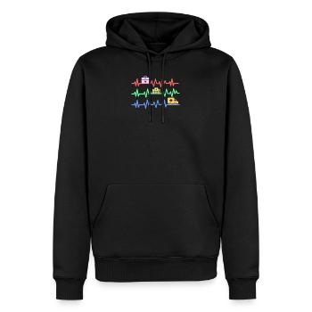 Service d'urgence des secours d'urgence Sani Gift · Heartbeat - Sweat à capuche Premium bio Homme - noir - Devant - Nico (187cm)