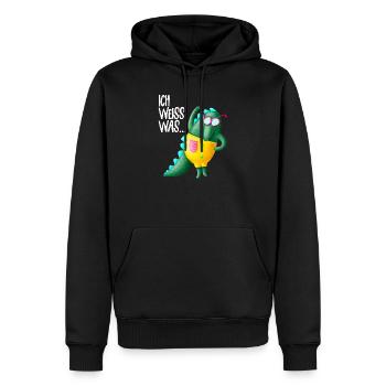 Ich weiss was | Schüler Krokodil lustiger Drache - Männer Premium Bio Hoodie - Schwarz - Vorne - Nico (187cm)