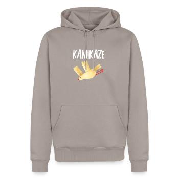 Kamikaze | Vogel im Sturzflug - Männer Premium Bio Hoodie - Taupe - Vorne - Nico (187cm)