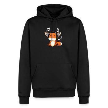 Fennek Fuchs liebt Musik - Männer Premium Bio Hoodie - Schwarz - Vorne - Nico (187cm)