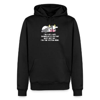 Cow-CowT-Shirt - Motivation - Faul - Männer Premium Bio Hoodie - Schwarz - Vorne - Nico (187cm)