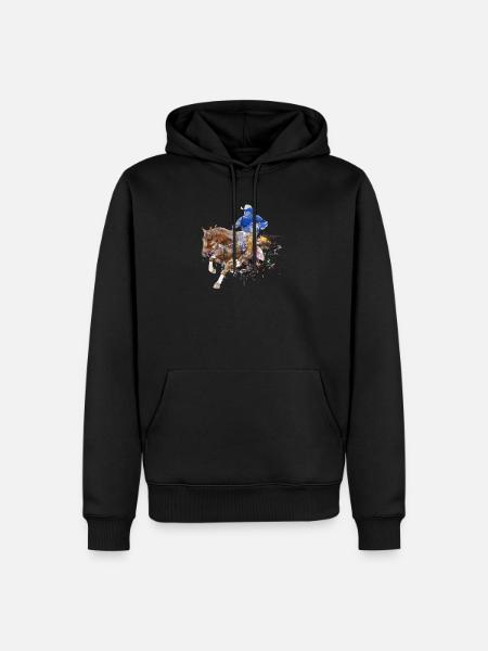 Aquarelle Ross Poney Cavalier Equitation Western - Sweat à capuche Premium bio Homme - noir