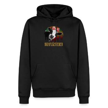 Vaches vaches vaches ferme cadeau · Chuchoteur de vaches - Sweat à capuche Premium bio Homme - noir - Devant - Nico (187cm)