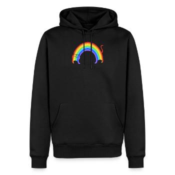 Chat arc en ciel - Sweat à capuche Premium bio Homme - noir - Devant - Nico (187cm)