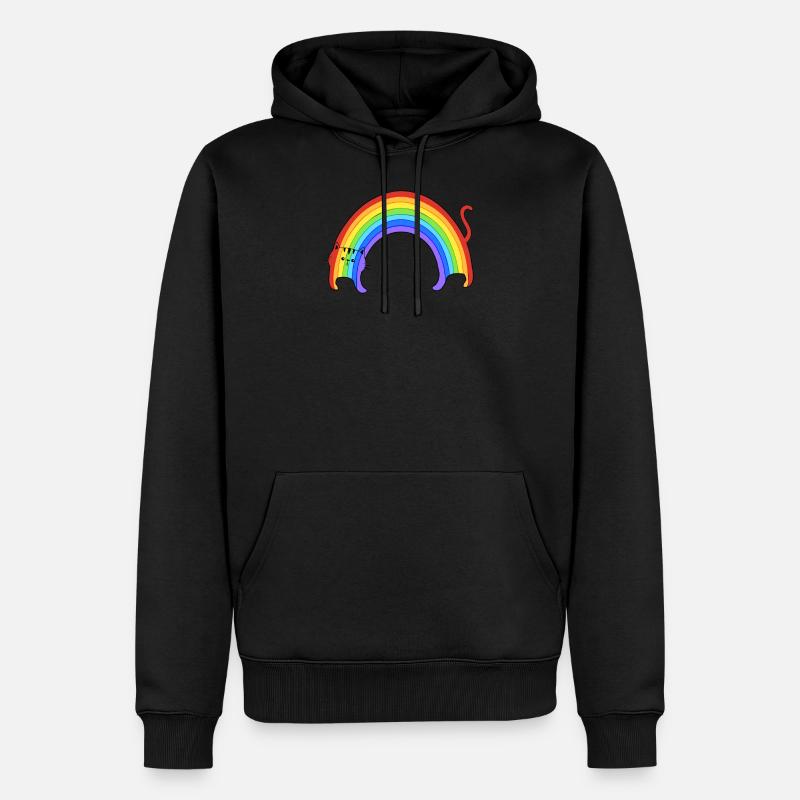 Chat arc en ciel - Sweat à capuche Premium bio Homme - noir