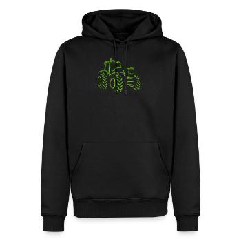 Traktor Landwirtschaft Bauer Geschenk · Traktor - Männer Premium Bio Hoodie - Schwarz - Vorne - Nico (187cm)