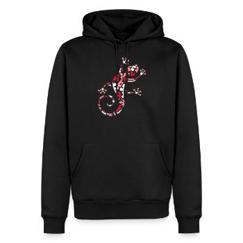 Stammesgecko rosa und weiß - Männer Premium Bio Hoodie - Schwarz - Vorne - Nico (187cm)