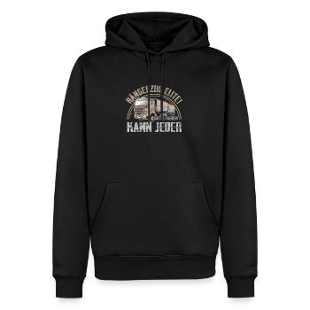 Lastwagen LKW Spedition Geschenk · Hängerzug Elite - Männer Premium Bio Hoodie - Schwarz - Vorne - Nico (187cm)