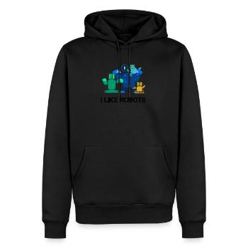 robots - Sweat à capuche Premium bio Homme - noir - Devant - Nico (187cm)