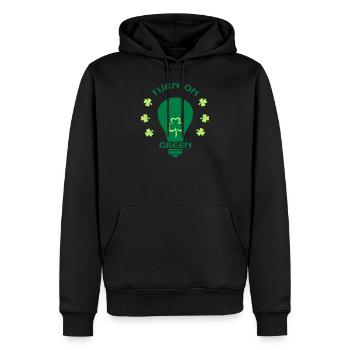 Einschalten auf grüne Glühbirne Kleeblatt 2 - Männer Premium Bio Hoodie - Schwarz - Vorne - Nico (187cm)