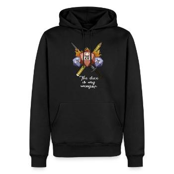The dice is my weapon Pen and Paper Game - Men’s Premium Organic Hoodie - black - Front - Nico (187cm)