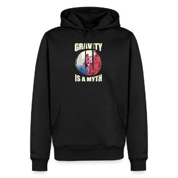 Tenues d’escalade La gravitiie est un mythe Rock - Sweat à capuche Premium bio Homme - noir - Devant - Nico (187cm)